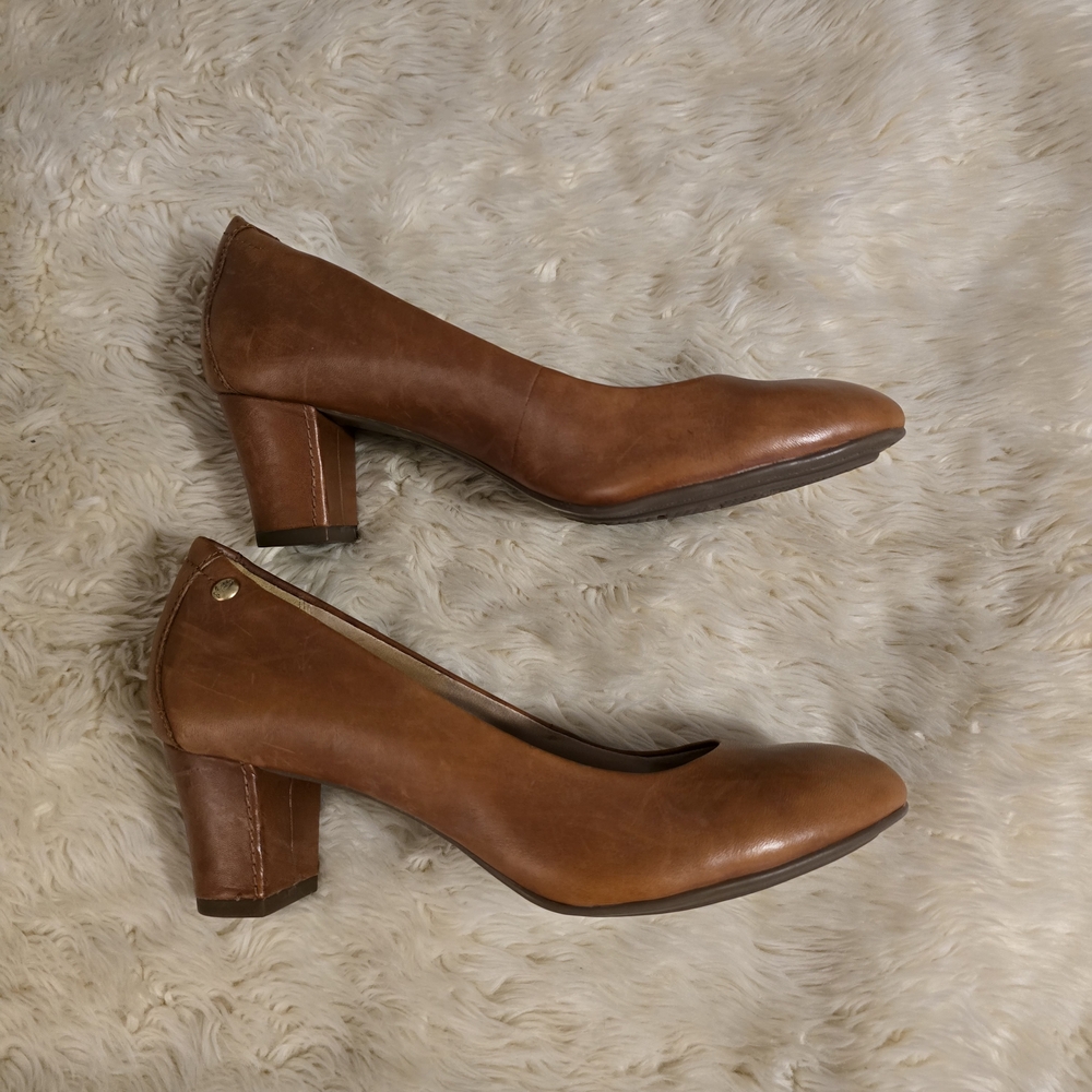 Hush Puppies Brown Block Heel Pumps